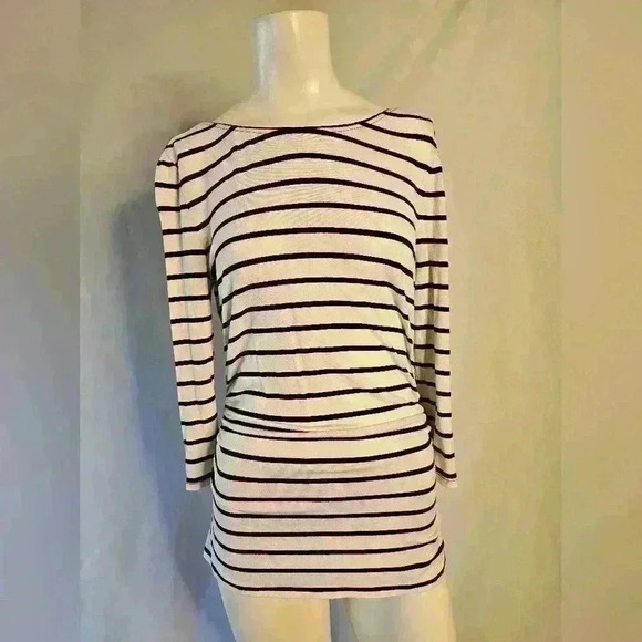 White House Black Market Tops - White House Black Market Black & White Dressy Long Blouse - Size S